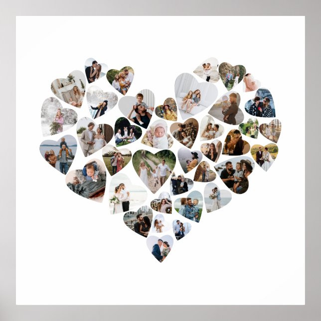 Poster Collage de photos en forme de cœur 39 Photos Poste (Devant)