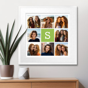 Poster Collage de photos - Monogramme personnalisé - Vert