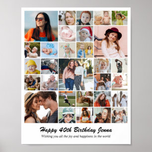 Poster Collage de photos personnalisé 30 photos 8x10 16x2