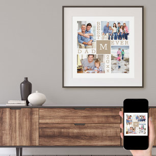 Poster Collage de photos personnalisé avec monogramme Mei