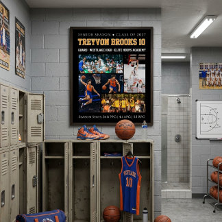 Poster Collage de photos personnalisé de basketball Numér