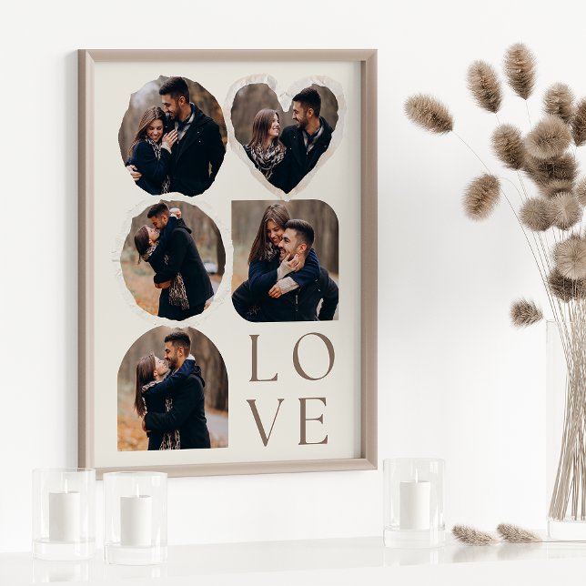 Poster Collage de photos personnalisé élégant et amoureux (Créateur téléchargé)