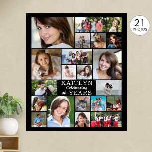 Poster Collage de photos personnalisé simple pour 21e ann