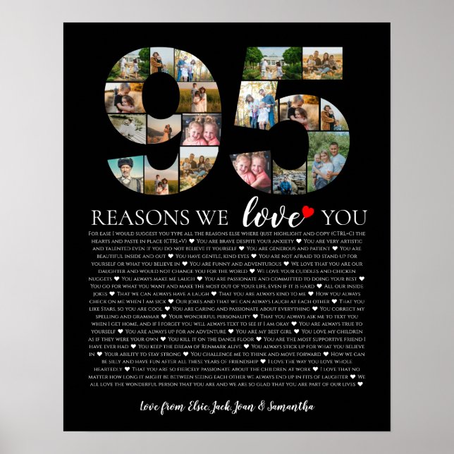 Poster Collage de photos pour 95 raisons de vous aimer po (Devant)