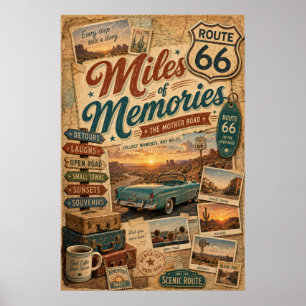 Poster Collage de voyage sur l'ancienne route 66