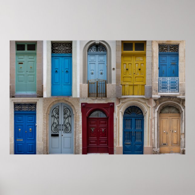 Poster Collage des portes avant colorées (Devant)