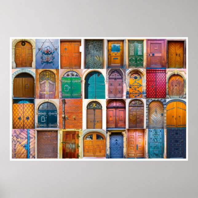 Poster Collage des portes d'entrée médiévales à Prague, T (Devant)