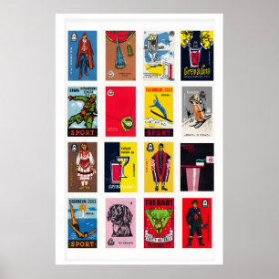 Poster Collage d'étiquettes de boîtes d'allumettes croate