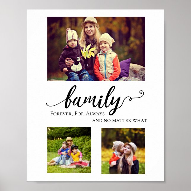 Poster Collage Familial 3 Photo Pour Toujours Citer (Devant)