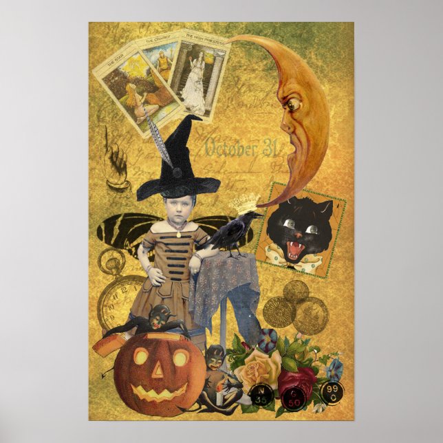 Poster collage Halloween vintage (Devant)