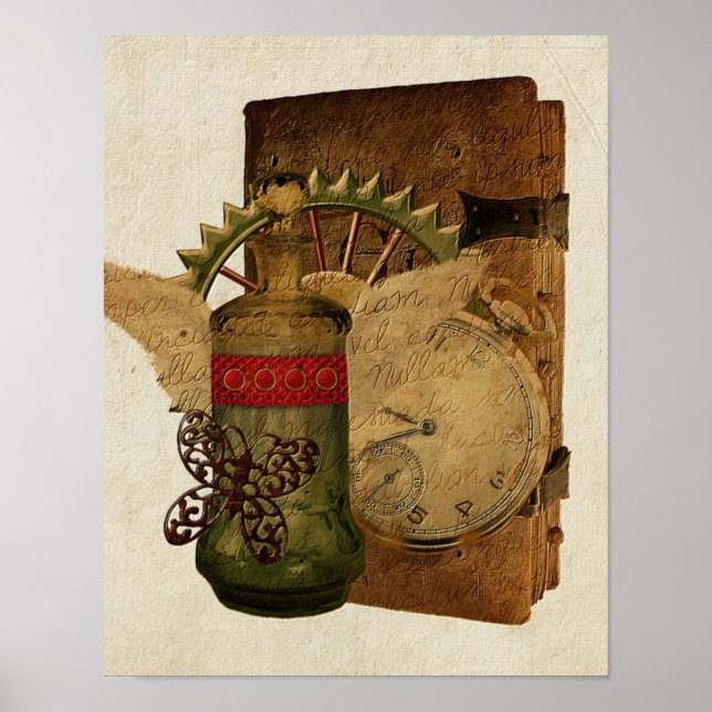 Poster collage Imaginaire Steampunk (Devant)