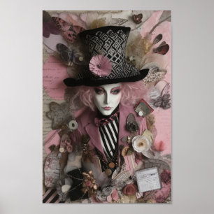 Poster Collage médiatique mixte de haine féminine rose