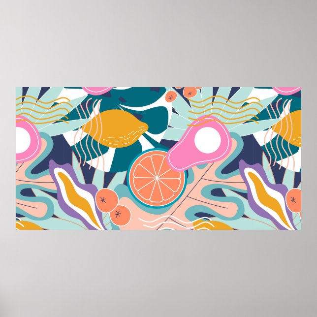 Poster Collage moderne floral sans couture motif. Exposit (Devant)