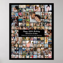 Collage personnalisé de 100 photos pour un 100e an