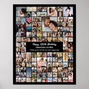 Poster Collage personnalisé de 100 photos pour un 100e an