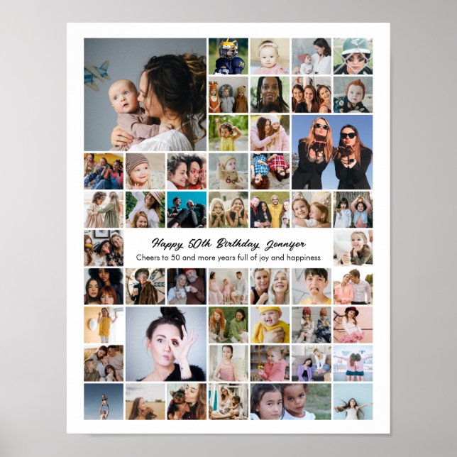 Poster Collage personnalisé de 50 photos Cadeau pour un 5 (Devant)