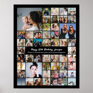 Poster Collage personnalisé de 50 photos pour un annivers
