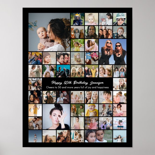 Poster Collage personnalisé de 50 photos pour un annivers (Devant)