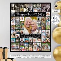 Collage personnalisé de 64 photos pour anniversair