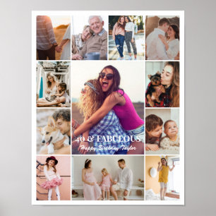 Poster Collage photo 12 images 11x14 blanc personnalisé