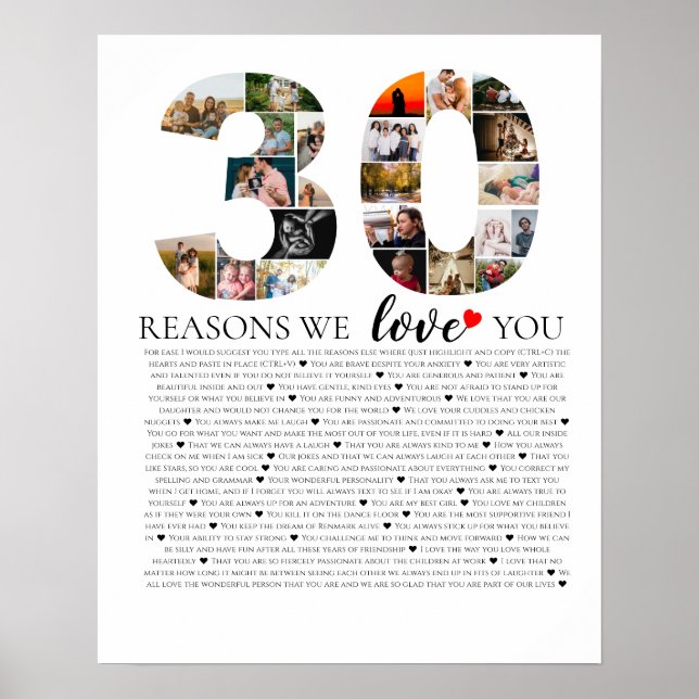 Poster collage photo 30 ans raisons pour lesquelles nous  (Devant)