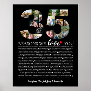 Poster collage photo 35 raisons pour lesquelles nous vous