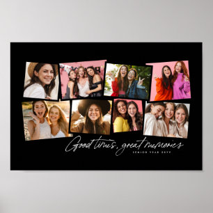 Poster Collage photo amusant personnalisé mémoire noir bl