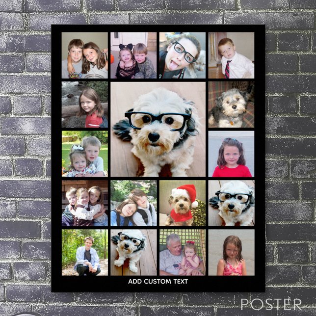 Poster Collage photo avec 17 photos - peut modifier la co (Custom Photo Collage Poster)