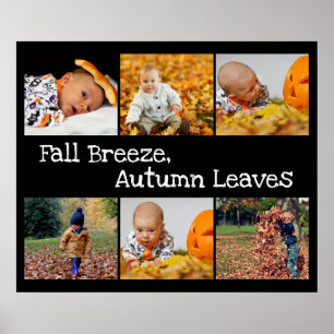 Poster Collage photo avec thème d'automne noir et blanc