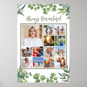 Poster Collage photo commémoratif feuilles d'eucalyptus
