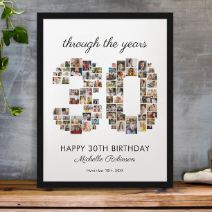 Poster Collage photo d'anniversaire 30 ans heureux
