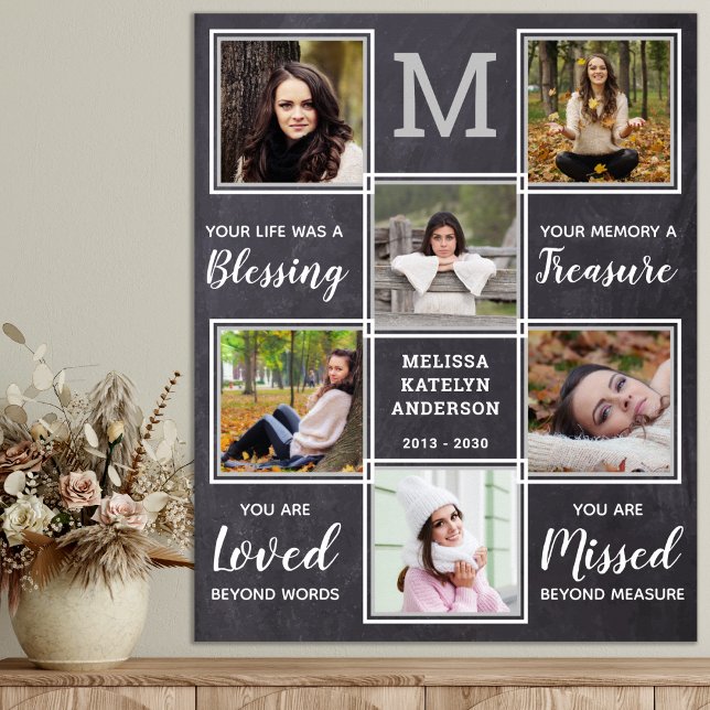 Poster Collage photo de deuil en souvenir affectueux Mémo (Créateur téléchargé)