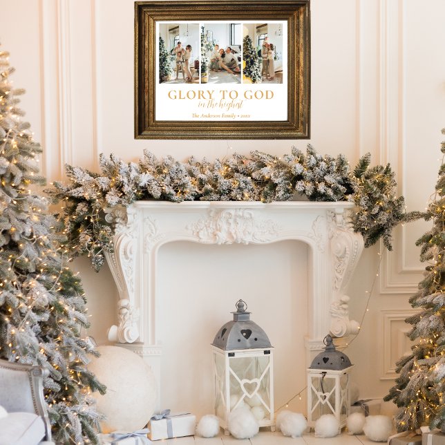 Poster Collage photo de famille Cadeau de Noël religieux (Family photo collage with Bible verse makes a great religious Christmas gift or decoration)