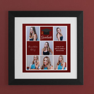 Poster Collage photo de portrait senior rouge de la promo