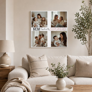 Poster Collage photo de super-héros de maman personnalisé