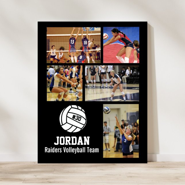 Poster Collage photo de volley-ball personnalisé Nom d'éq (Créateur téléchargé)