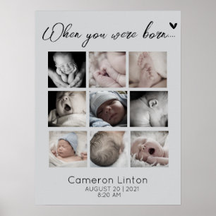 Poster Collage photo émotionnel de votre naissance