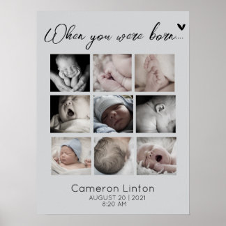 Poster Collage photo émotionnel de votre naissance