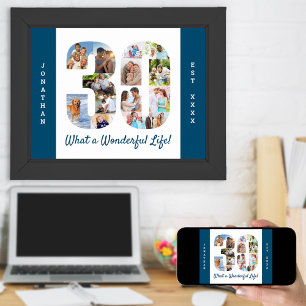 Poster Collage photo en forme 30 pour le 30e anniversaire