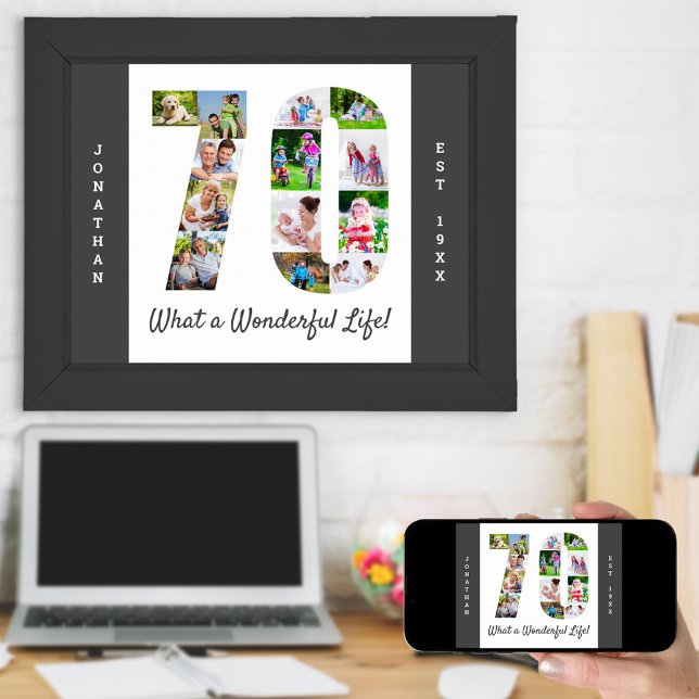 Poster Collage photo en forme de numéro 70 pour 70e anniv (Créateur téléchargé)