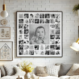 Poster Collage photo en noir et blanc personnalisé Person