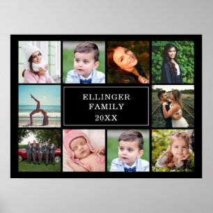 Poster Collage photo famille noir personnalisé
