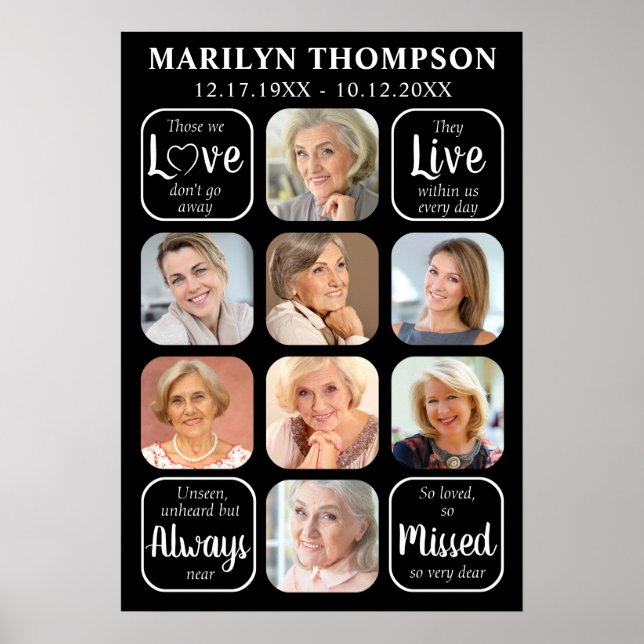 Poster Collage photo funéraire 8 Citation mémorielle (Devant)