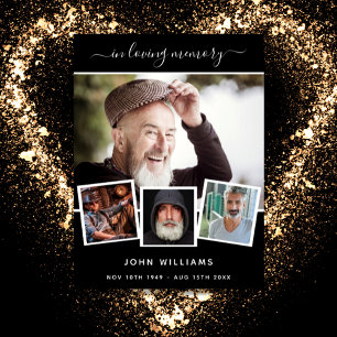 Poster Collage photo funéraire accueil mémorial noir 