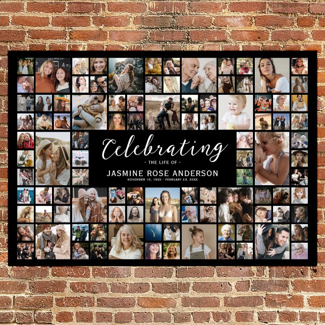 Poster Collage photo funéraire de 100 photos (Créateur téléchargé)