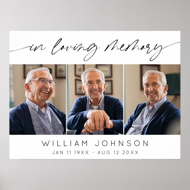 Poster Collage Photo Funéraire Horizontal En Mémoire Affe (Devant)