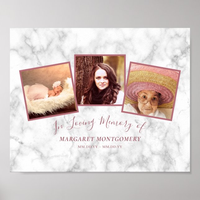 Poster Collage photo Marbre Rose Gold Rose Clair Mémoire  (Devant)