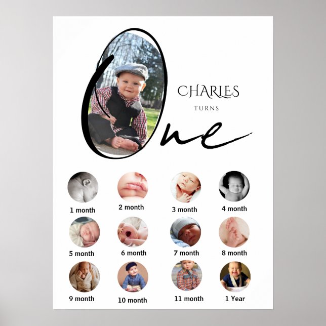 Poster Collage photo moderne du premier anniversaire d'un (Devant)
