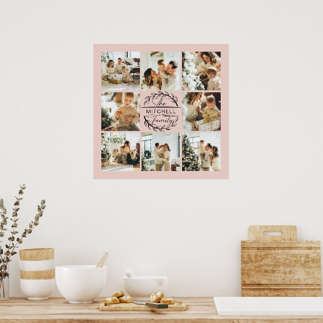 Poster Collage photo moderne élégant Bleu Pink Keepsaké (Cuisine)