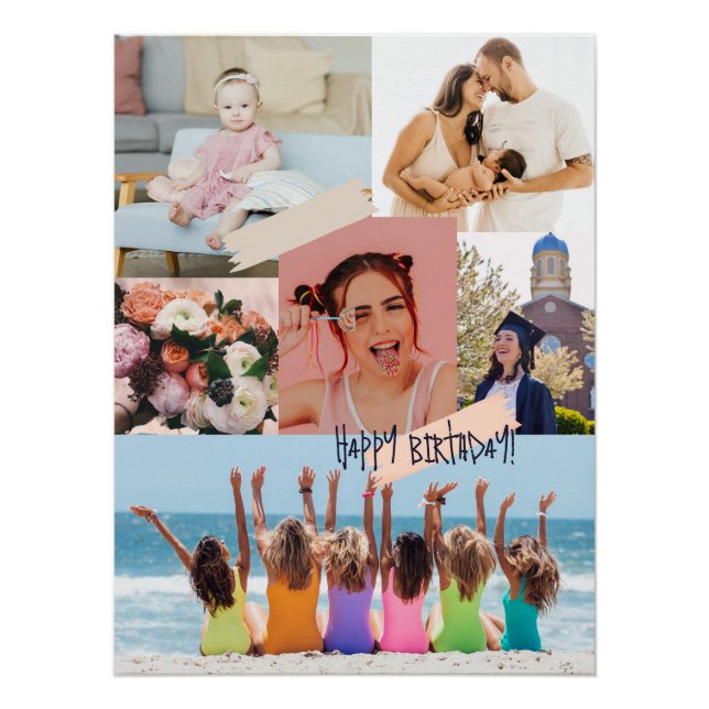 Poster Collage photo moderne Joyeux anniversaire mignon (Devant)